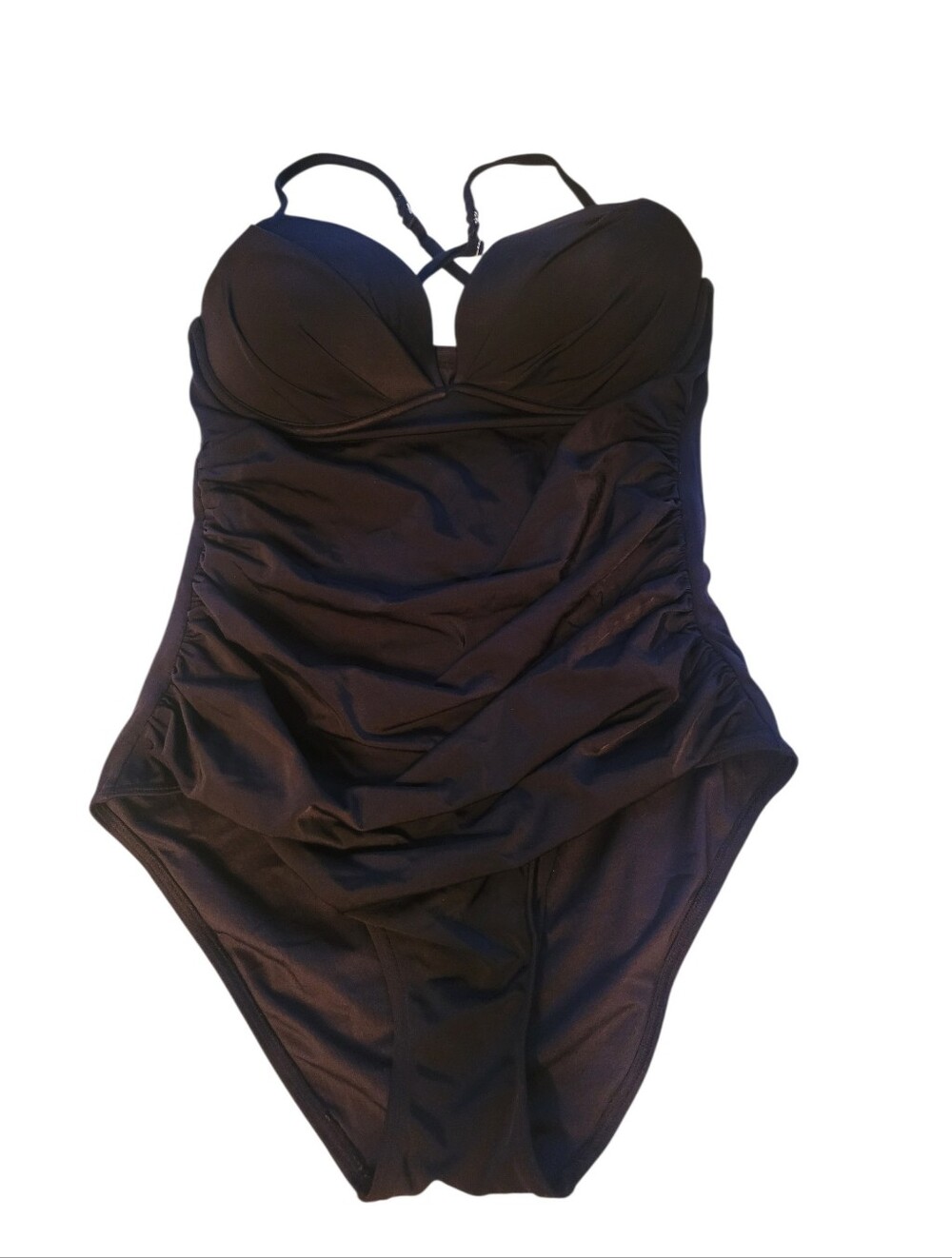 Victoria's Secret Push Up Black One-Piece Swimsuit Ruched Front 36B Underwired